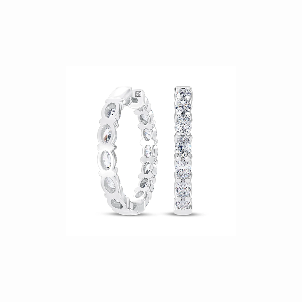 Oval Inside Outside Diamond Hoop