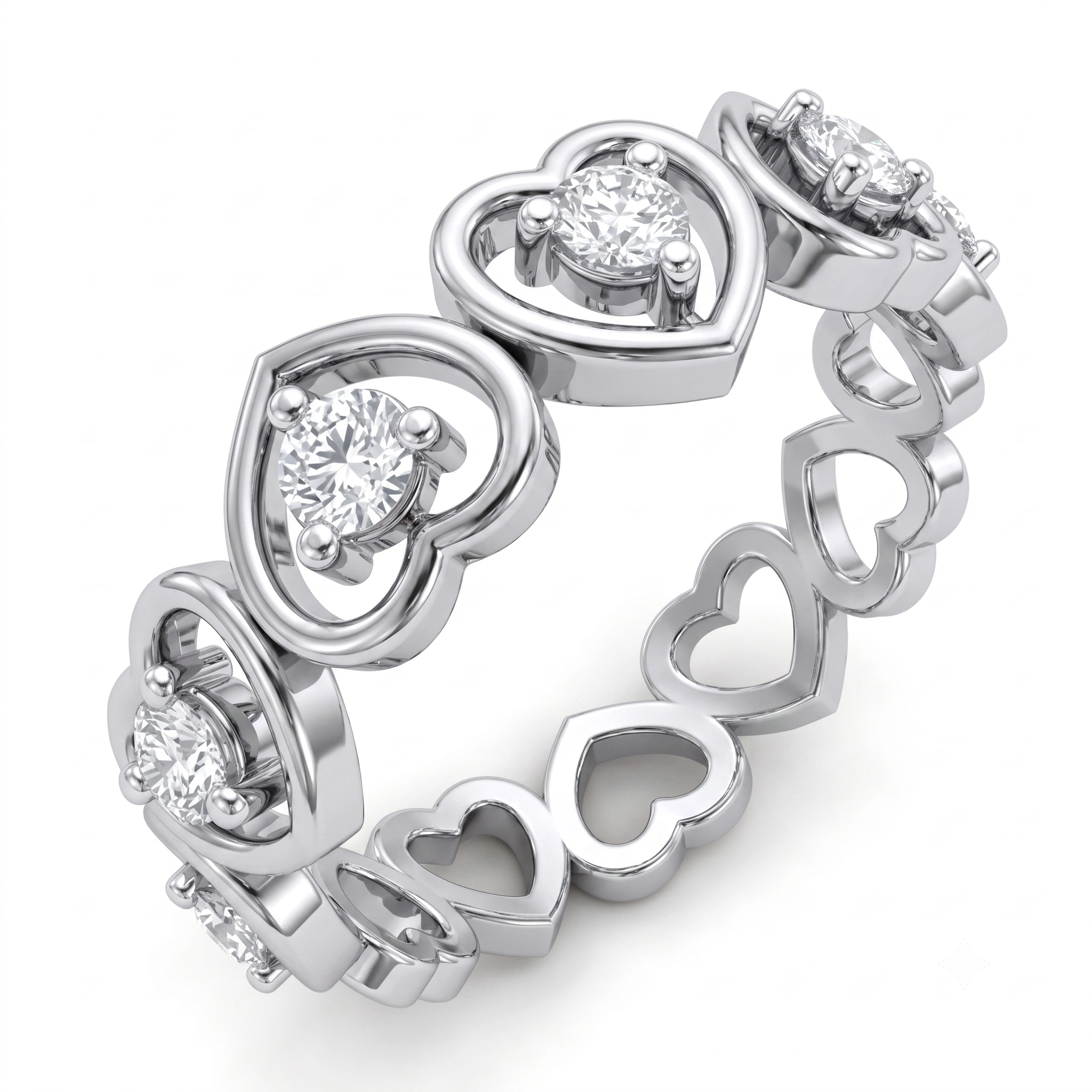 Heart Link Eternity Ring