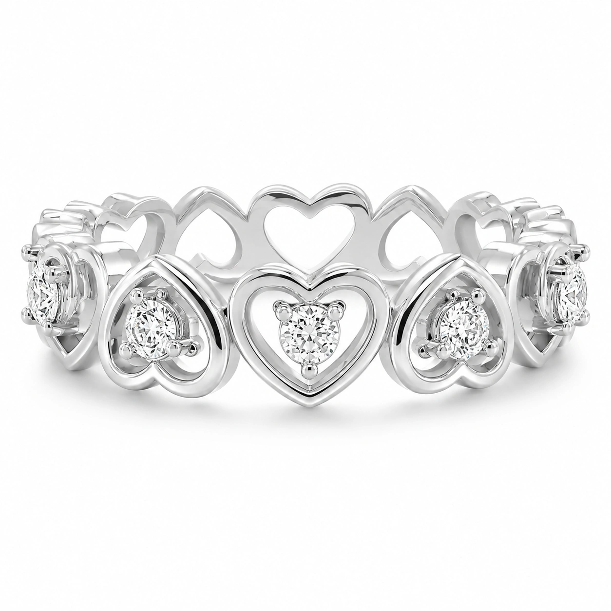 Heart Link Eternity Ring