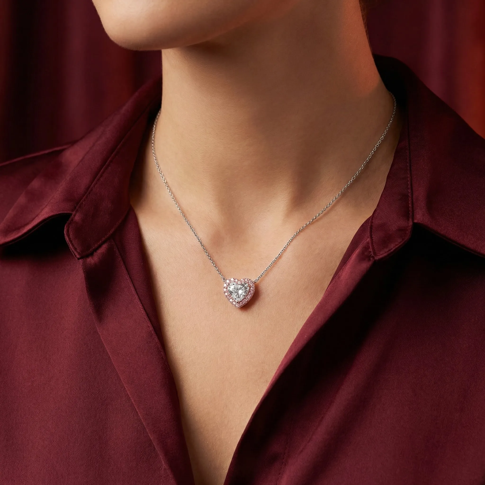 Blush Halo Heart Pendant