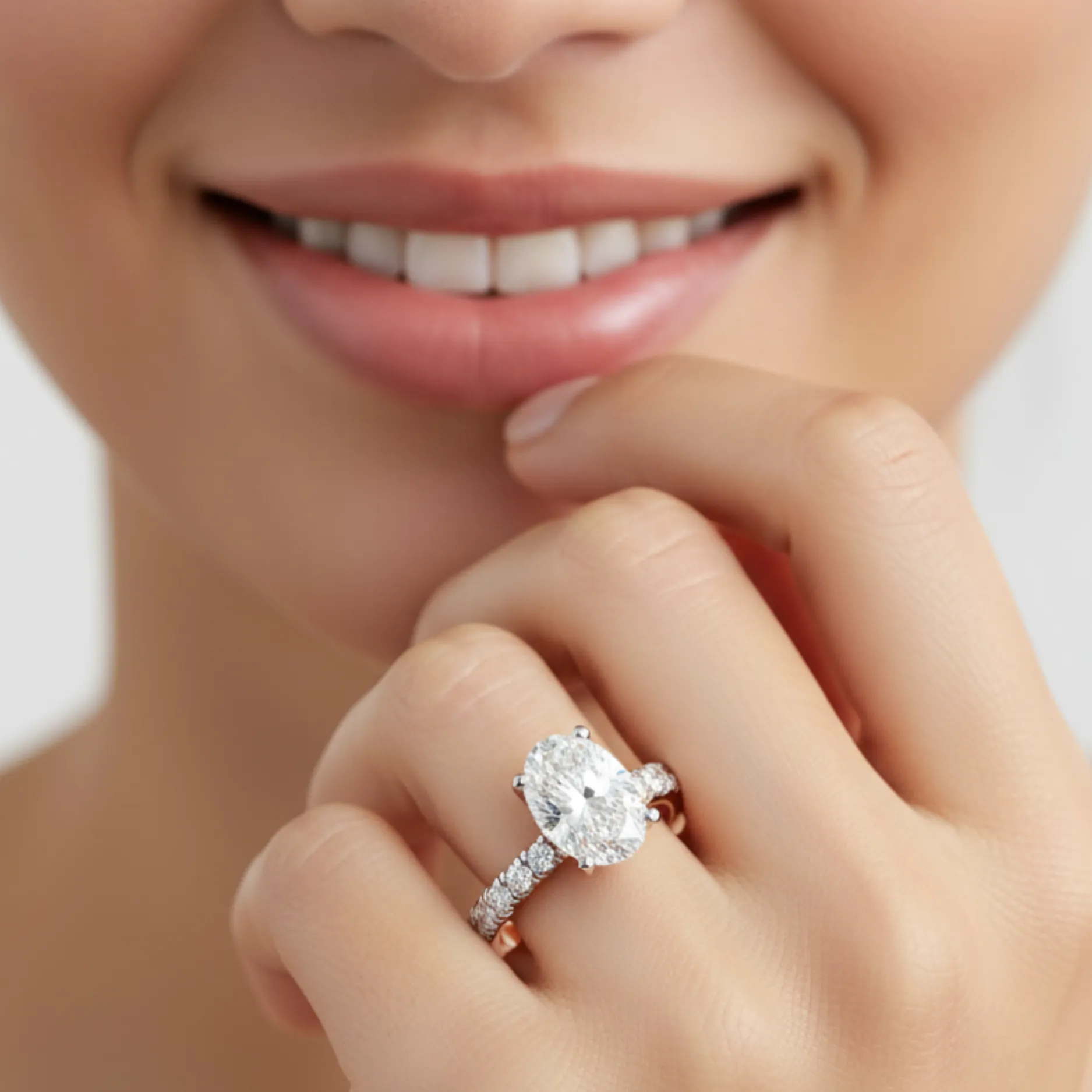 Bold Ovate Diamond Engagement Ring