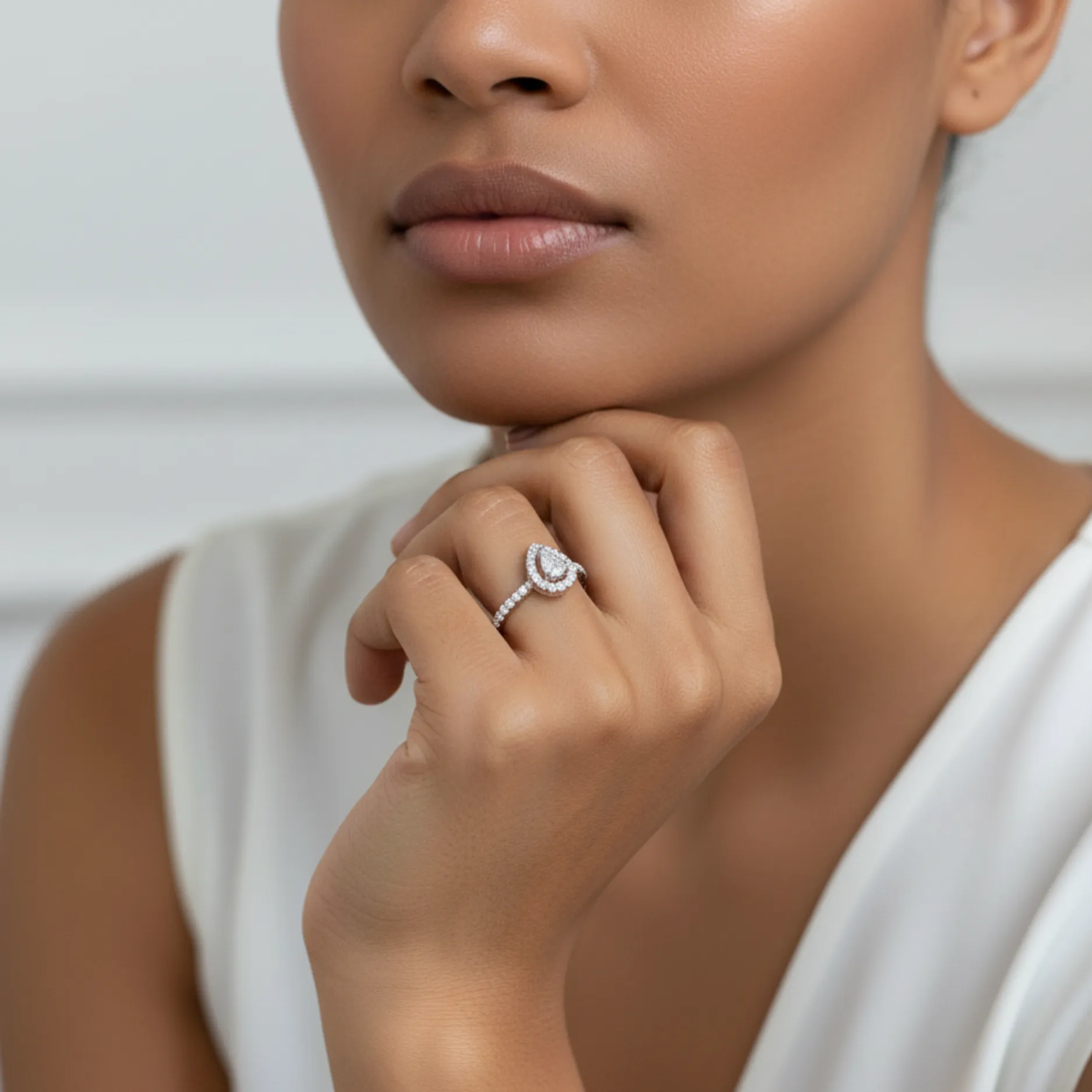 Ellure Pear Diamond Ring