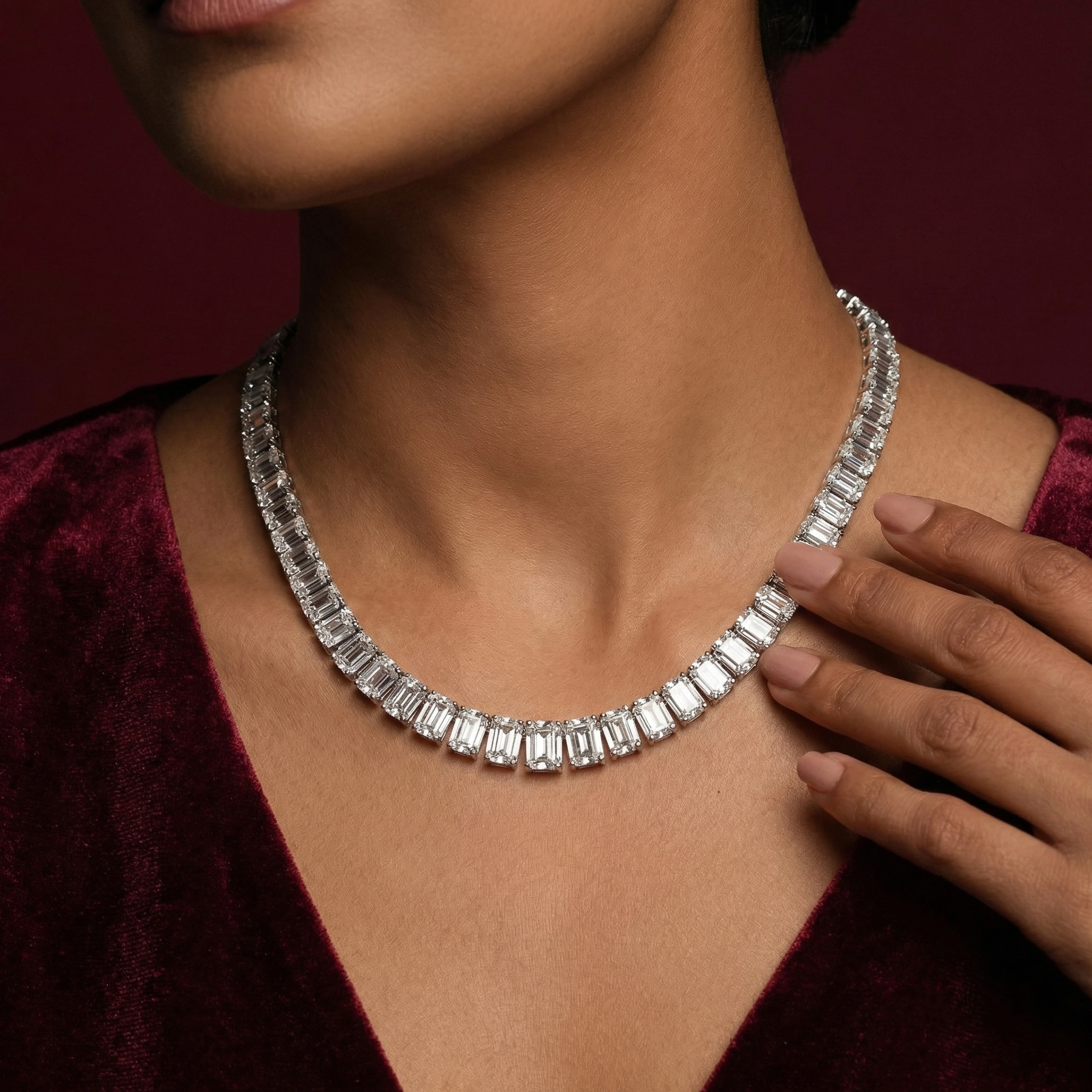 Emerald Cut Line Necklace