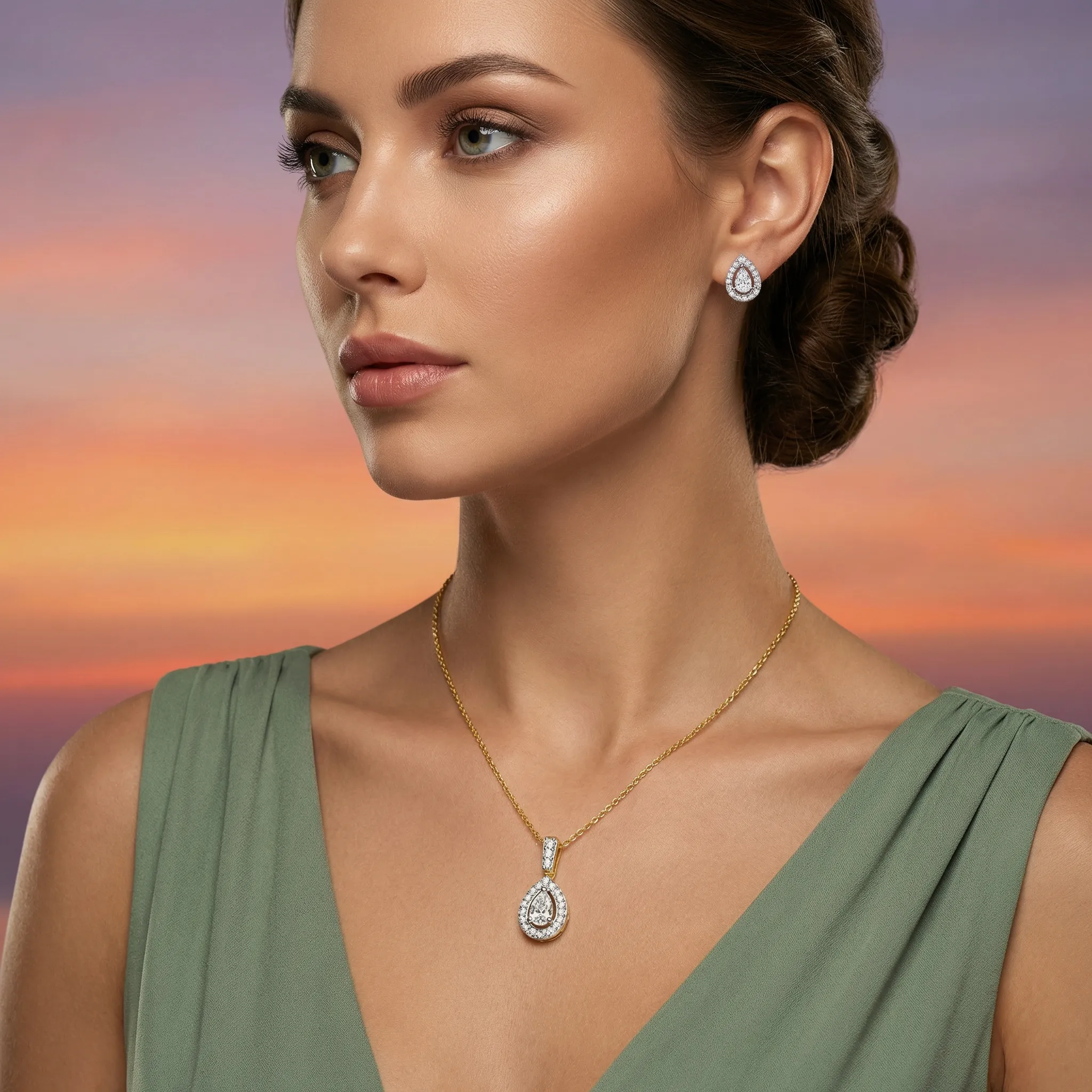 Eterna Pear Drop Pendant Set
