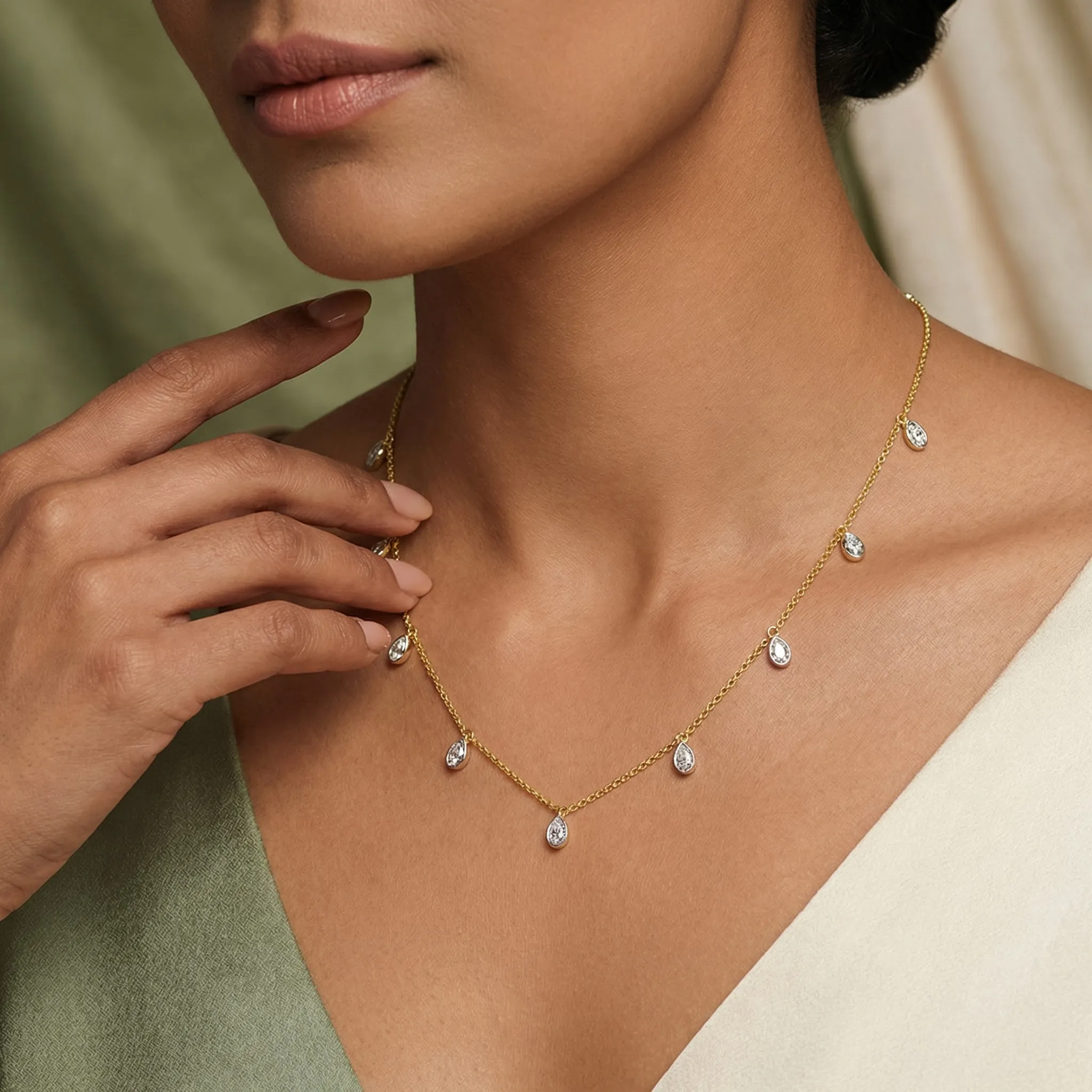 Leaflet Multi-Shape Station Necklace