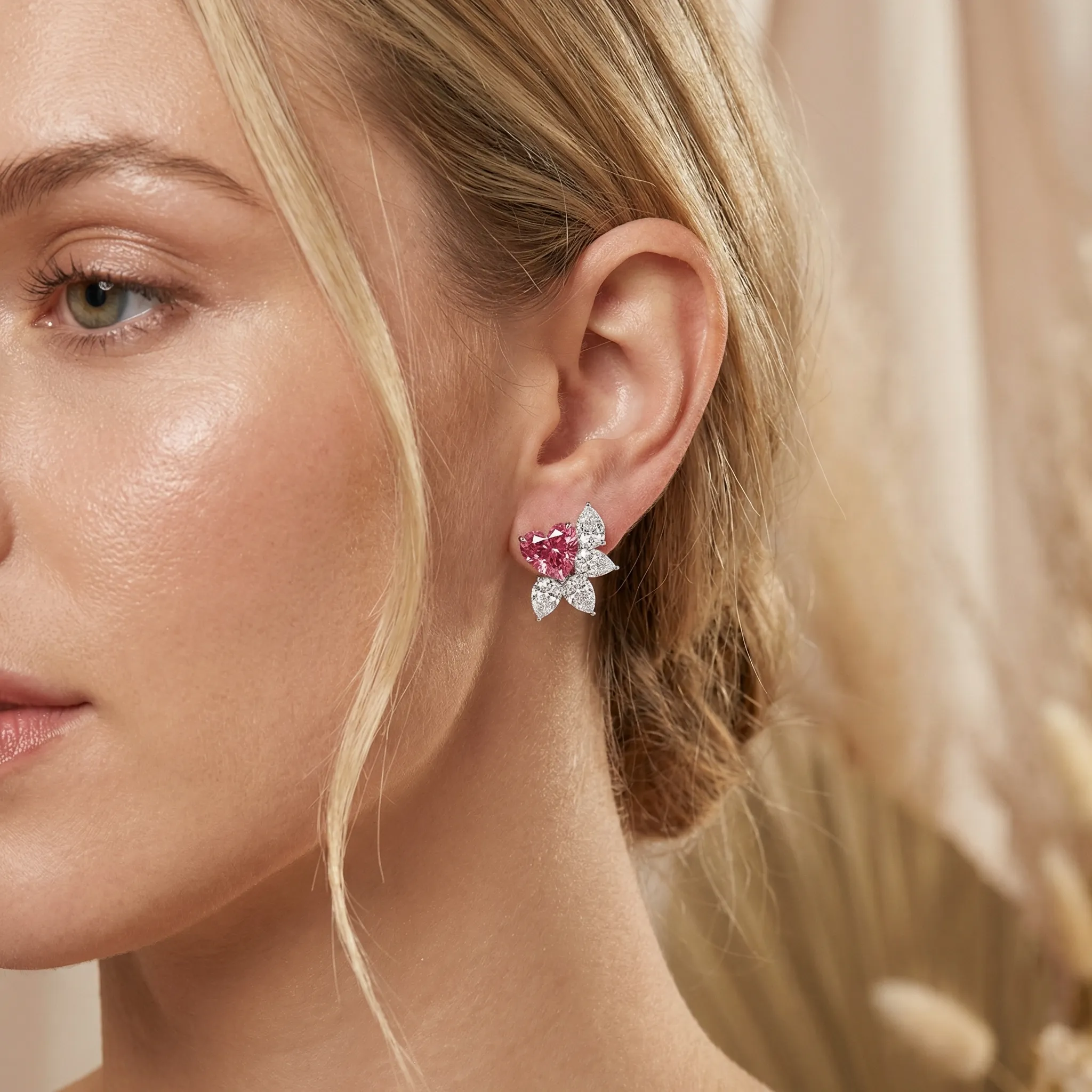 Rosso Heart Diamond Earrings