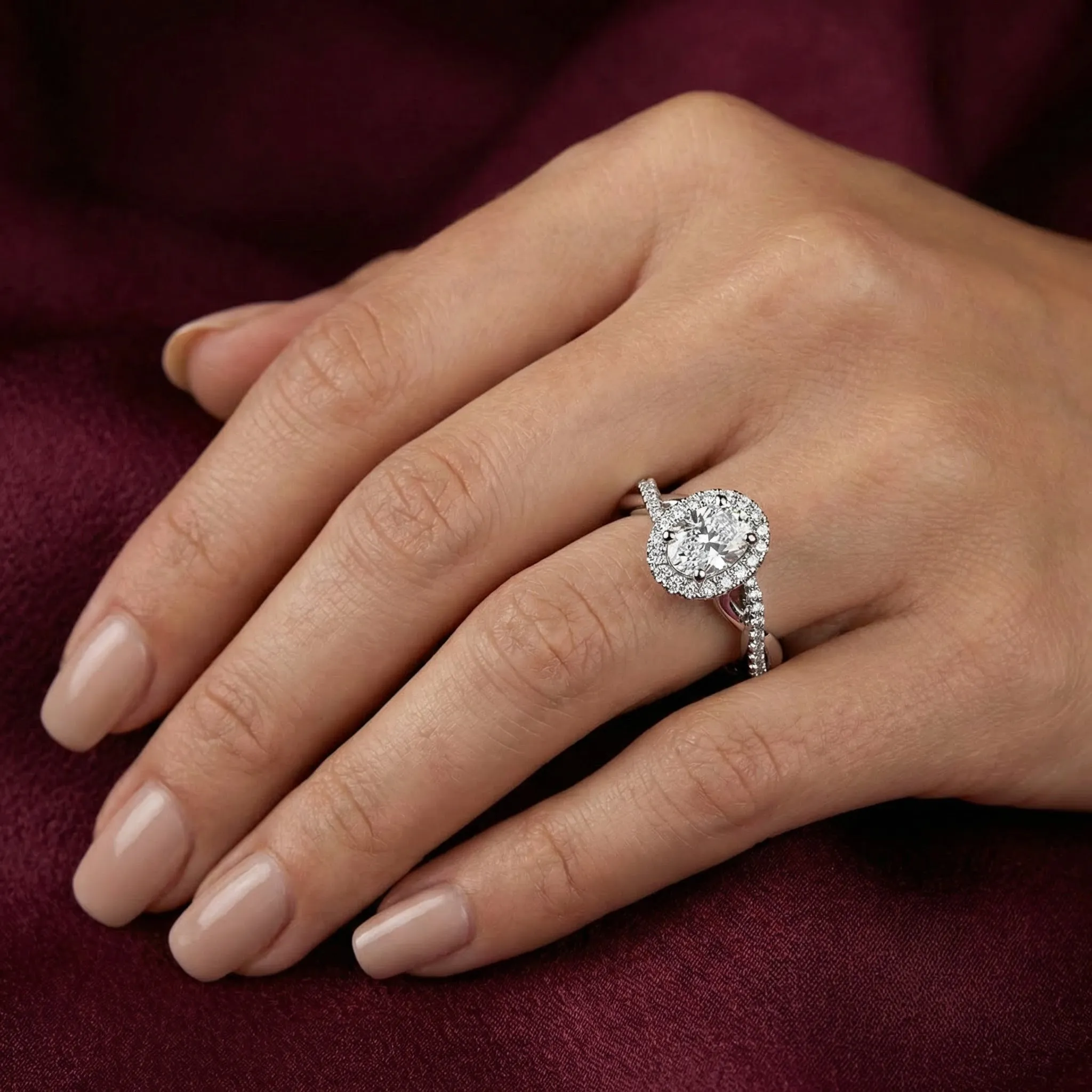 Oval Wave Diamond Ring