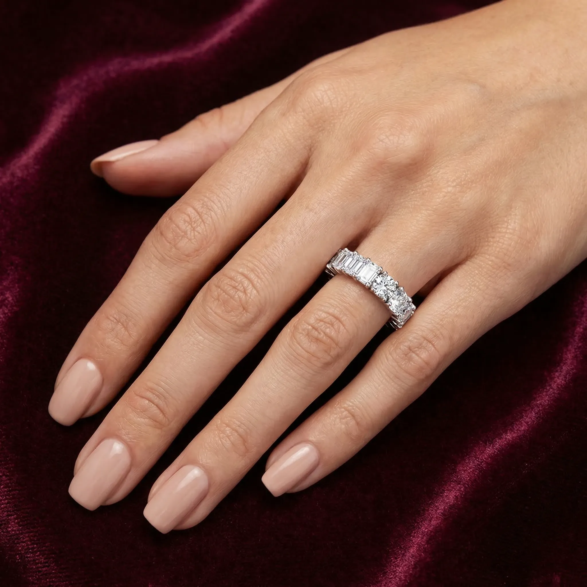 Radiant Emerald Round Ring