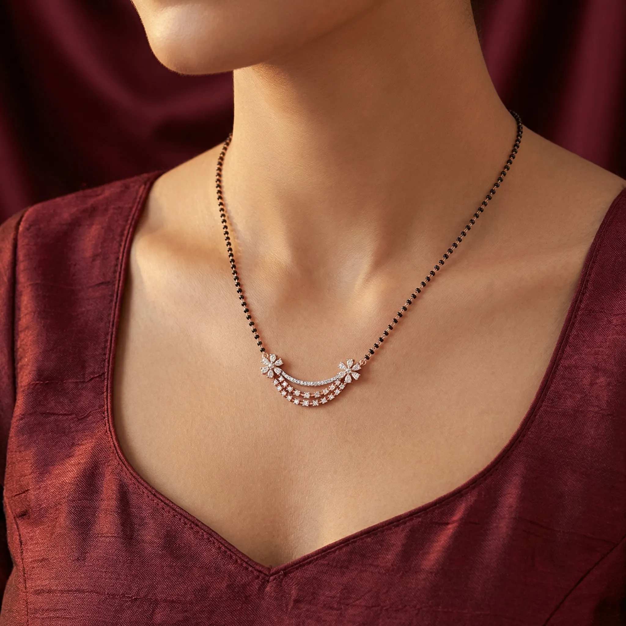 Twin Blossom Trinity Mangalsutra